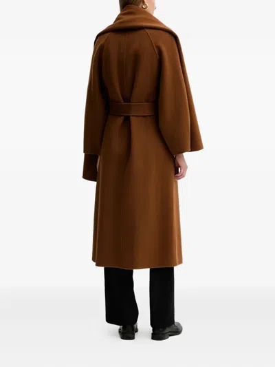 Liviana Conti Noah Belted Scarf-detail Coat In Brown