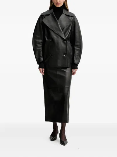 Liviana Conti Chelsie Panelled Split Maxi Skirt In Black