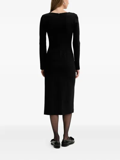 Liviana Conti Filippa V-neck Side-slit Midi Dress In Black