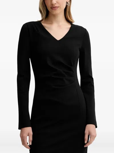 Liviana Conti Filippa V-neck Side-slit Midi Dress In Black