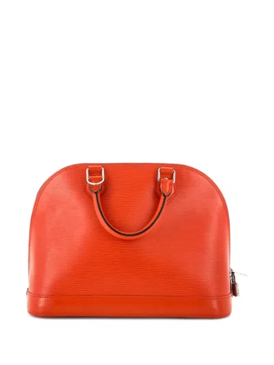 Pre-owned Louis Vuitton Alma Handbag Epi Leather Pm Satchel In Orange