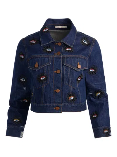 Alice And Olivia Chloe Eyes-embellished Jacket In Blue