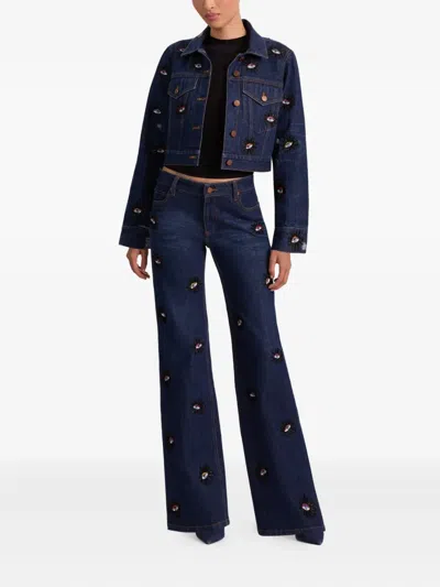Alice And Olivia Chloe Eyes-embellished Jacket In Blue