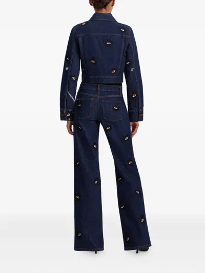 Alice And Olivia Chloe Eyes-embellished Jacket In Blue