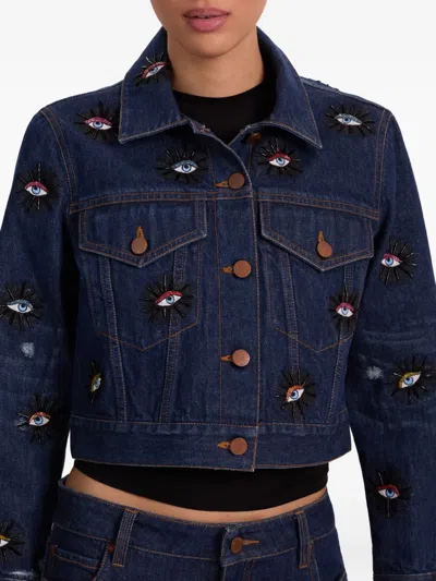 Alice And Olivia Chloe Eyes-embellished Jacket In Blue