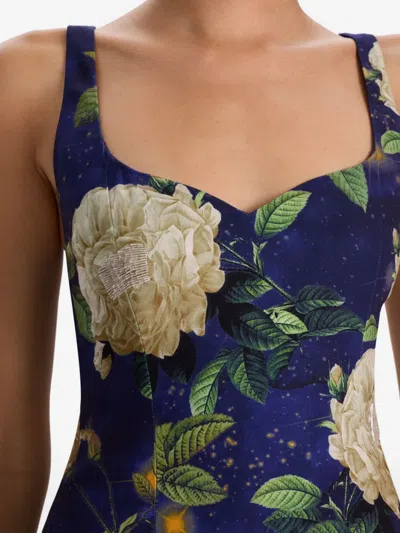 Alice And Olivia Eve Sweetheart Embellished Dress In Blue