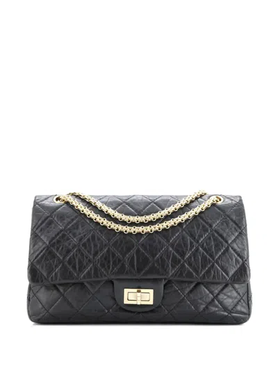 Pre-owned Chanel Reissue 2.55 Flap Bag Quilted Aged Calfskin 227 Shoulder Bag In Black