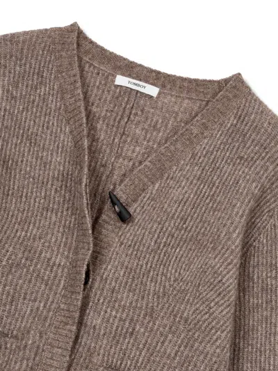Studio Tomboy Toggle V-neck Cardigan In Brown