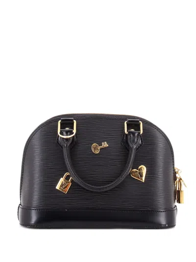 Pre-owned Louis Vuitton Alma Handbag Love Lock Epi Leather Bb Satchel In Black