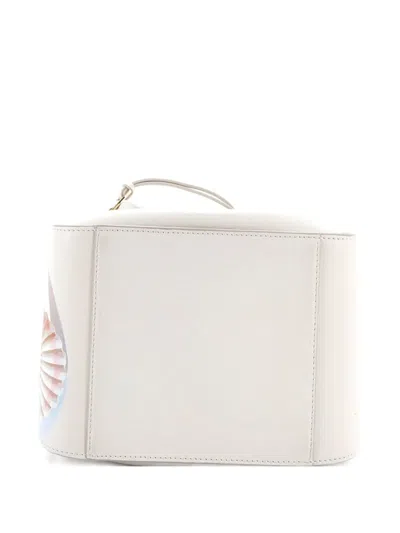 Pre-owned Loewe Maruja Mallo Hammock Bag Printed Leather Small Bucket Bag In White