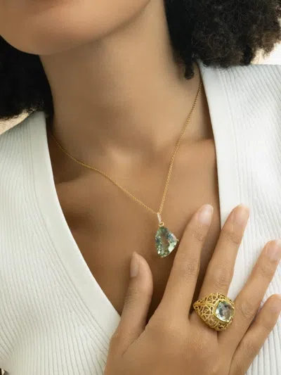 Lisa Nik 18k Yellow Gold Diamond And Quartz Necklace In Gold