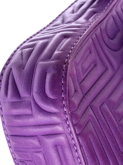 Pre-owned Fendi Baguette Bag Logo Embossed Leather Small Shoulder Bag In Purple