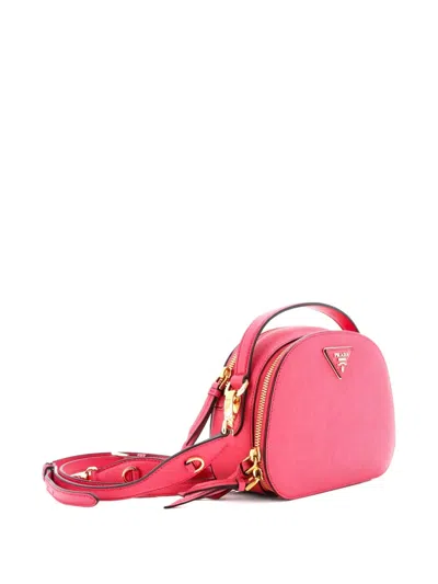 Pre-owned Prada Odette Top Handle Bag Saffiano Leather Small Shoulder Bag In Pink