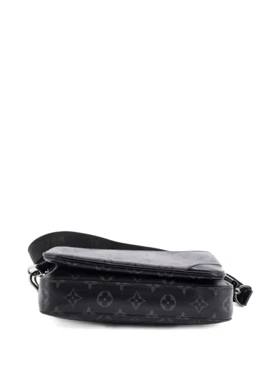 Pre-owned Louis Vuitton Trio Messenger Bag Reverse Monogram Eclipse Canvas Crossbody Bag In Black