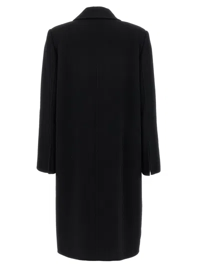 Fendi Double Wool Coat In Black