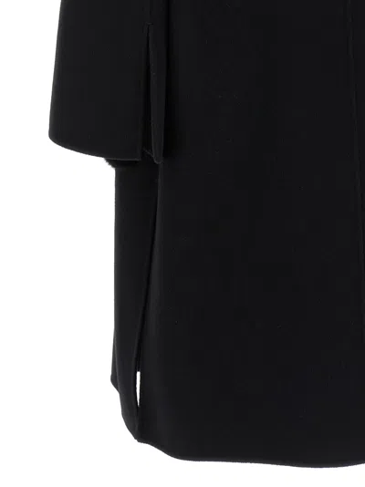 Fendi Double Wool Coat In Black