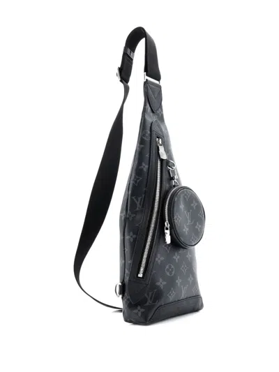 Pre-owned Louis Vuitton Duo Sling Bag Monogram Eclipse Canvas Crossbody Bag In Black