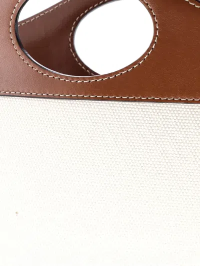 Pre-owned Burberry Logo Pocket Tote Canvas With Leather Mini Crossbody Bag In Brown