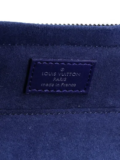 Pre-owned Louis Vuitton Zip Sunglasses Case Limited Edition Monogram Bandana Leather Gm Pouch In Blue
