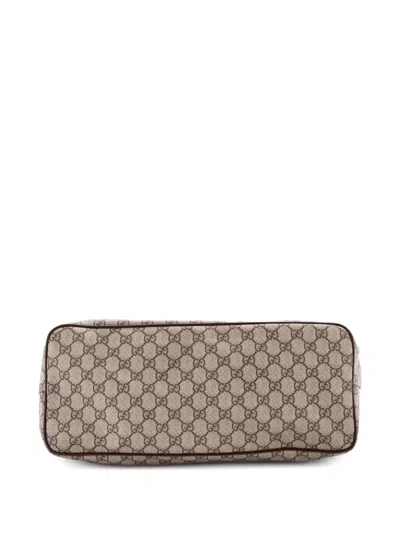 Pre-owned Gucci Courrier Convertible Soft Open Gg Coated Canvas With Applique Large Tote Bag In Brown