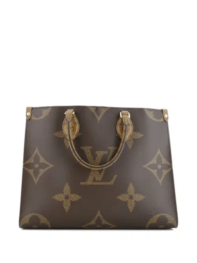 Pre-owned Louis Vuitton Onthego Reverse Monogram Giant Mm Tote Bag In Brown