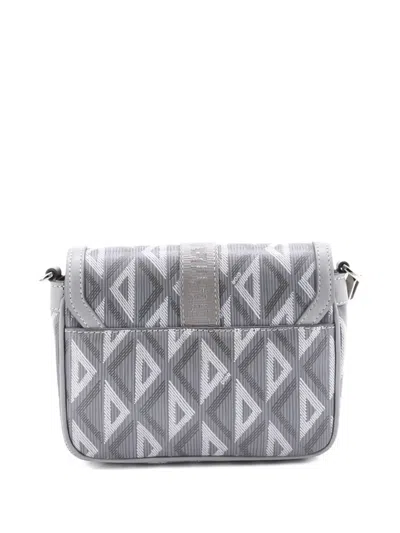 Pre-owned Dior Hit The Road Flap Cd Diamond Coated Canvas And Leather Mini Crossbody Bag In Gray