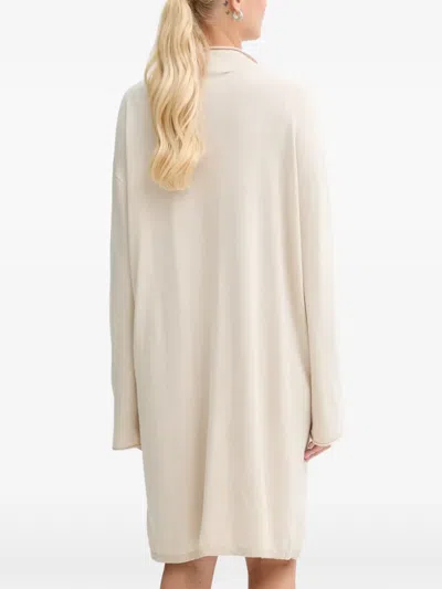 Marc O'polo Mock-neck Long-sleeve Mini Dress In Neutral