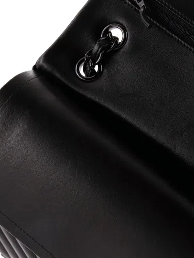 Pre-owned Chanel So Black Classic Double Flap Bag Chevron Lambskin Jumbo Crossbody Bag