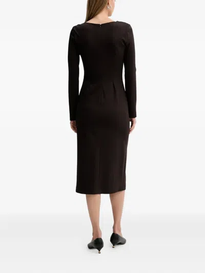 Liviana Conti Filippa V-neck Side-slit Midi Dress In Brown