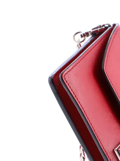 Pre-owned Prada Elektra Wallet On Chain Studded Leather Clutch Bag In Red