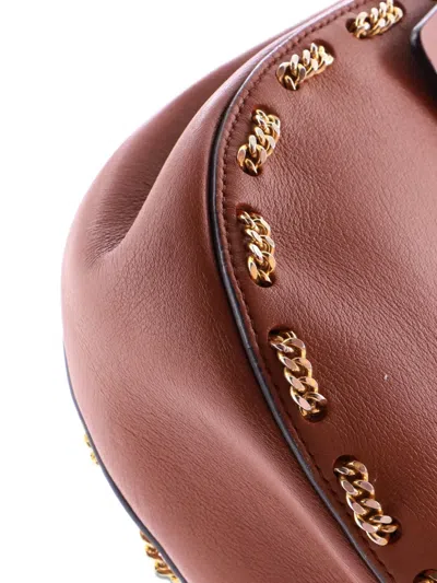 Pre-owned Chloé Drew Chain Embellished Leather Small Crossbody Bag In Brown