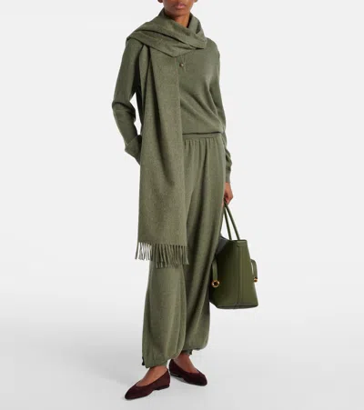 Loro Piana Cashmere Wide-leg Pants In Green