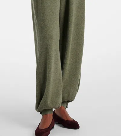 Loro Piana Cashmere Wide-leg Pants In Green