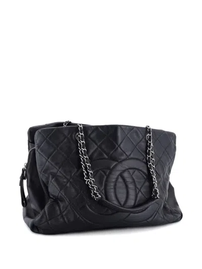 Pre-owned Chanel Timeless Classic Shopping Tote Quilted Caviar Xl Shoulder Bag In Black