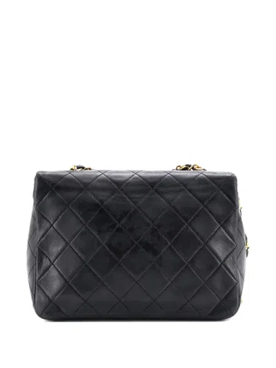 Pre-owned Chanel Square Classic Flap Bag Quilted Lambskin Small Shoulder Bag In Black