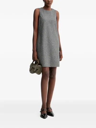 Marc O'polo Sleeveless Crew-neck Mini Dress In Gray