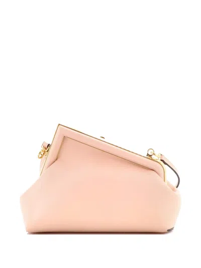 Pre-owned Fendi First Bag Leather Small Clutch Bag In Neutral