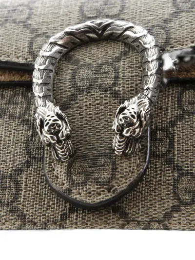 Pre-owned Gucci Dionysus Bag Gg Coated Canvas Super Mini Crossbody Bag In Brown