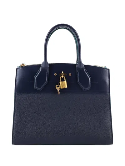 Pre-owned Louis Vuitton City Steamer Handbag Leather Mm Tote Bag In Blue