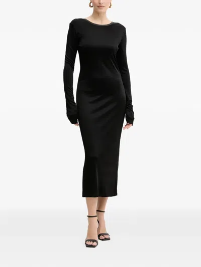 Patrizia Pepe Long-sleeve Midi Dress In Black