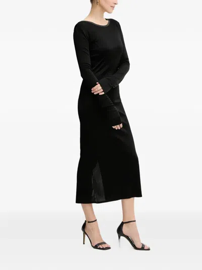Patrizia Pepe Long-sleeve Midi Dress In Black