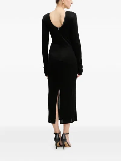 Patrizia Pepe Long-sleeve Midi Dress In Black