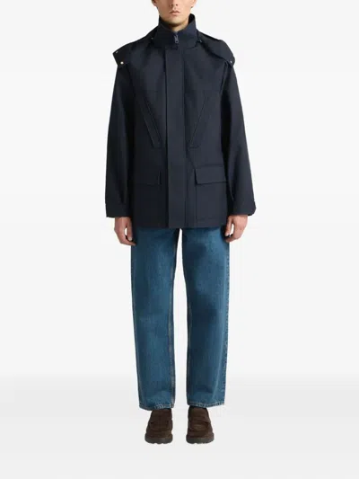 Bally Detachable-hood Parka In Blue