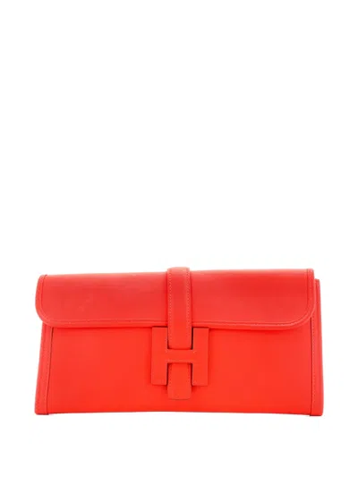Pre-owned Hermes Jige Elan Swift 29 Clutch Bag In Red