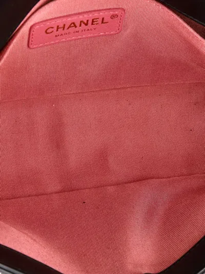 Pre-owned Chanel By The Sea Boy Flap Bag Chevron Embroidered Calfskin Old Medium Shoulder Bag In Black