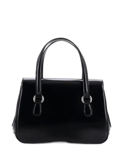 Pre-owned Gucci Lady Lock Leather Medium Satchel In Black