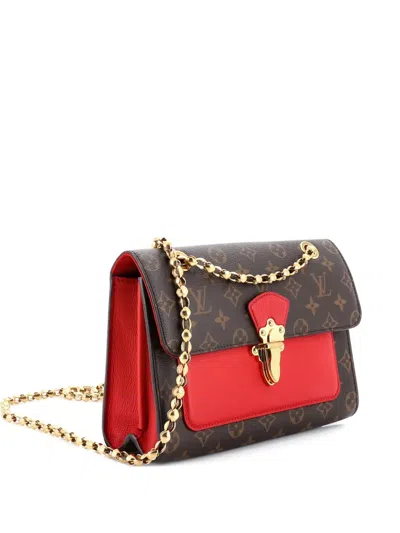 Pre-owned Louis Vuitton Victoire Handbag Monogram Canvas And Leather Shoulder Bag In Brown