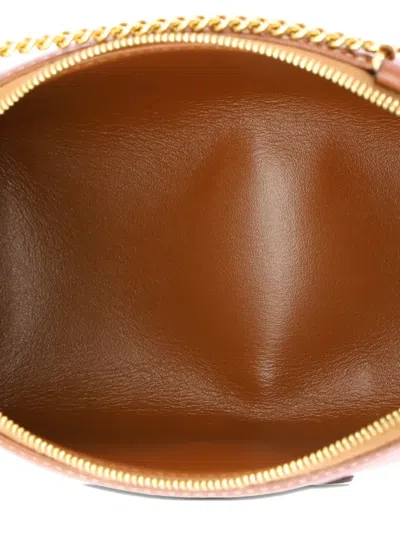 Pre-owned Celine Cuir Triomphe Zip Around Chain Clutch Leather Crossbody Bag In Brown