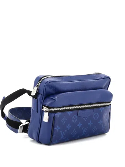 Pre-owned Louis Vuitton Outdoor Messenger Bag Monogram Taigarama Crossbody Bag In Blue