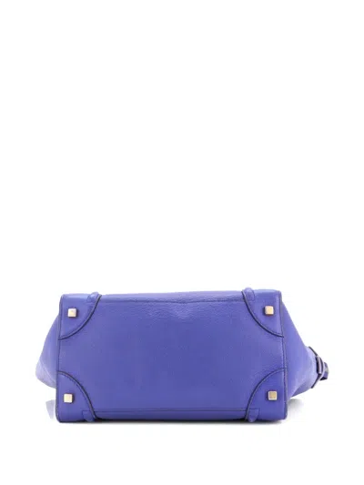 Pre-owned Celine Luggage Bag Grainy Leather Mini Tote Bag In Blue